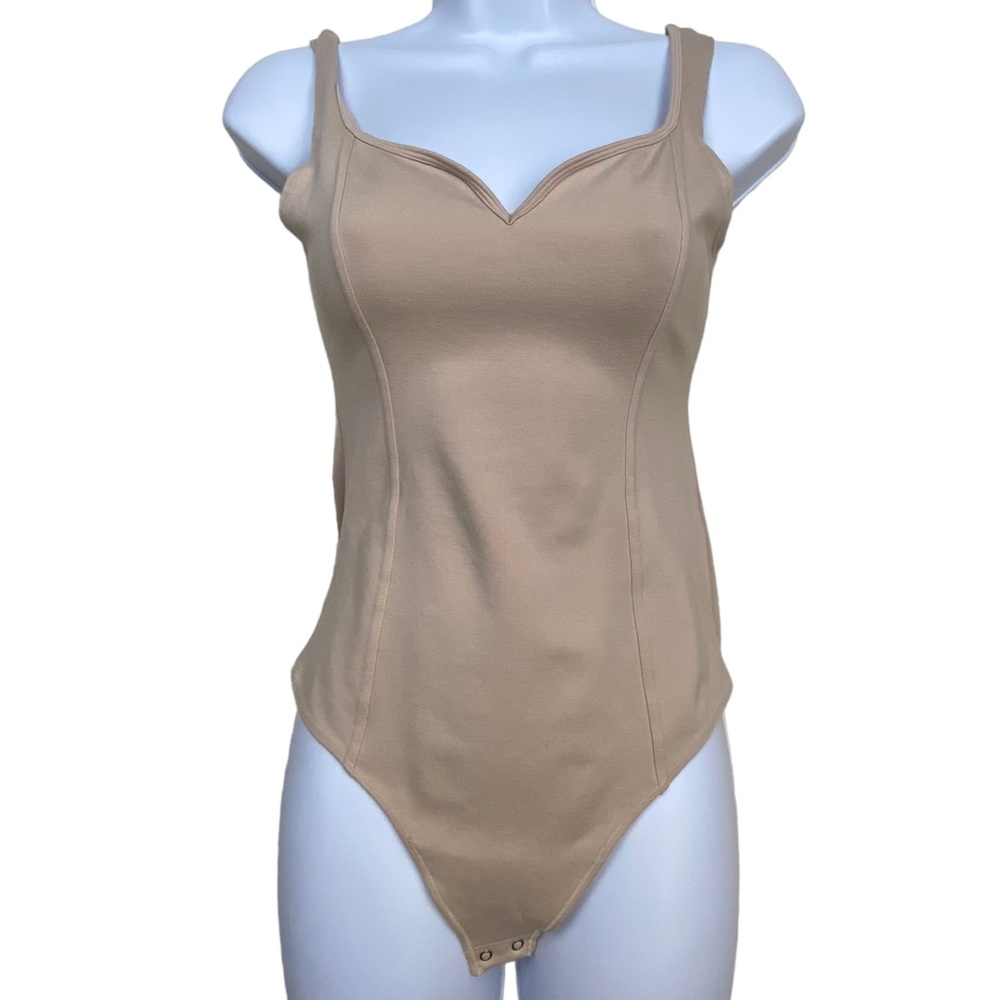 Abercrombie & Fitch Sleeveless Tank V Bodysuit Thong S XS Sweetheart Neckline